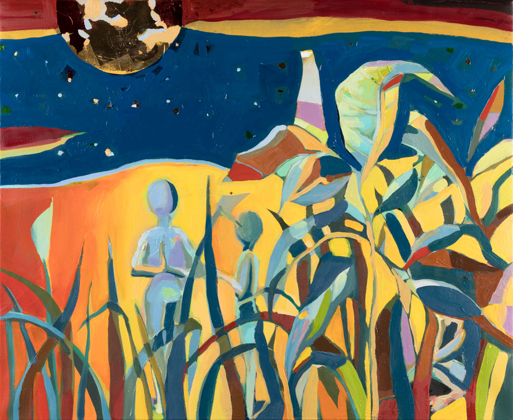 Falling Star | Nature | Growing Grass | Awareness | Moon | Oil Painting