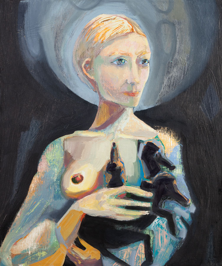 Breast | Nurture | Three-Headed-Puppy | Oil Painting