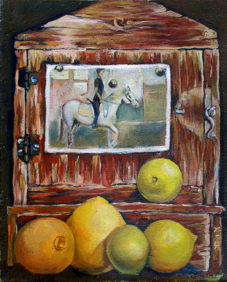Horse Rider | Still Life | Wood | Lemons | Oil Painting