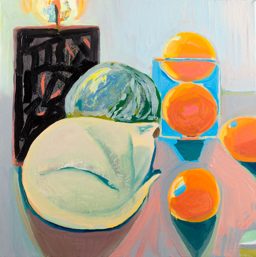 Still Life | Grapefruits | Candle | Cat | Sleeping | Oil Painting