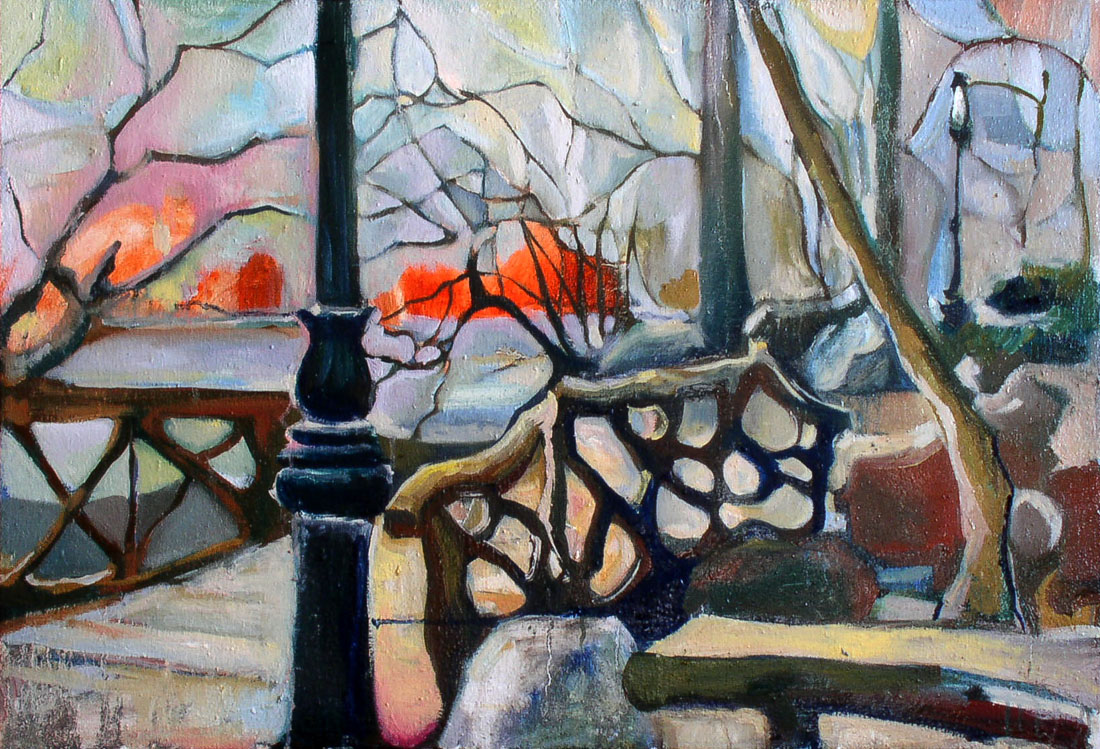 Winter | Park Design | Sunset | Oil Painting